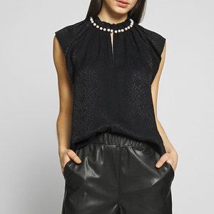 NWT Kate Spade Faux Pearl Neck Top | Elegant & Chic Blouse for Work & Events